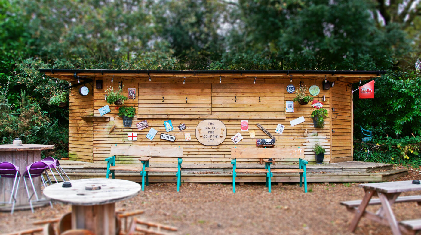 Wooden stage in the back garden